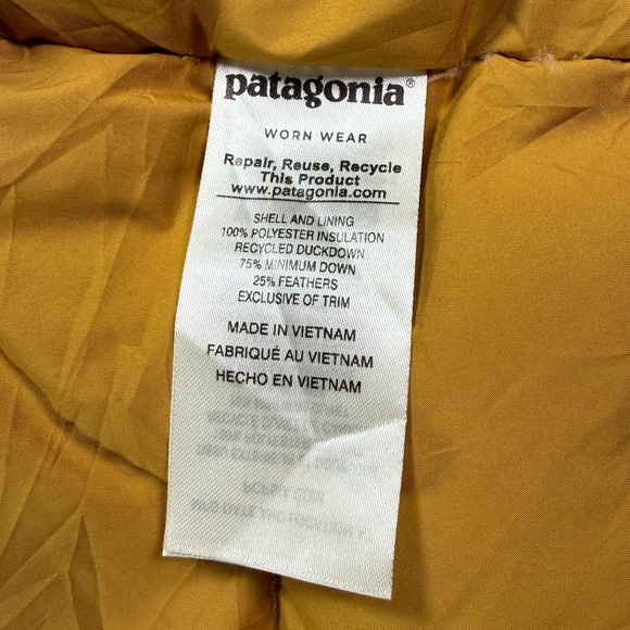 Patagonia Puffer Jacket Womens Large Mustard Yellow Quilted Snap Front Insulated - Picture 10 of 12